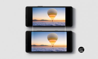 Иллюстрация увеличенной поверхности смартфона Xperia 10 VII по сравнению с моделью Xperia 10 VI.