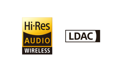 Logos for Hi-Res Audio Wireless and LDAC