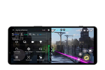 Xperia 1 V отображает панель инструментов Game Enhancer