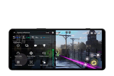 Xperia 1 V displaying the Game enhancer dashboard