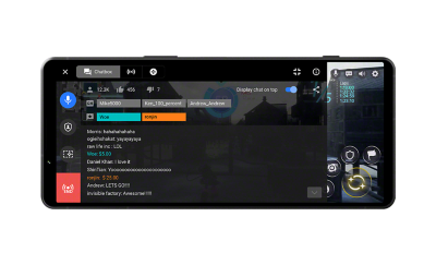 Игровой экран Xperia 1 V с пользовательским интерфейсом окна чата