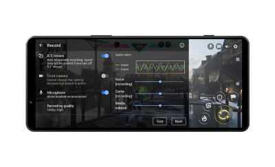 Экран игры на Xperia 1 V с интерфейсом записи игры
