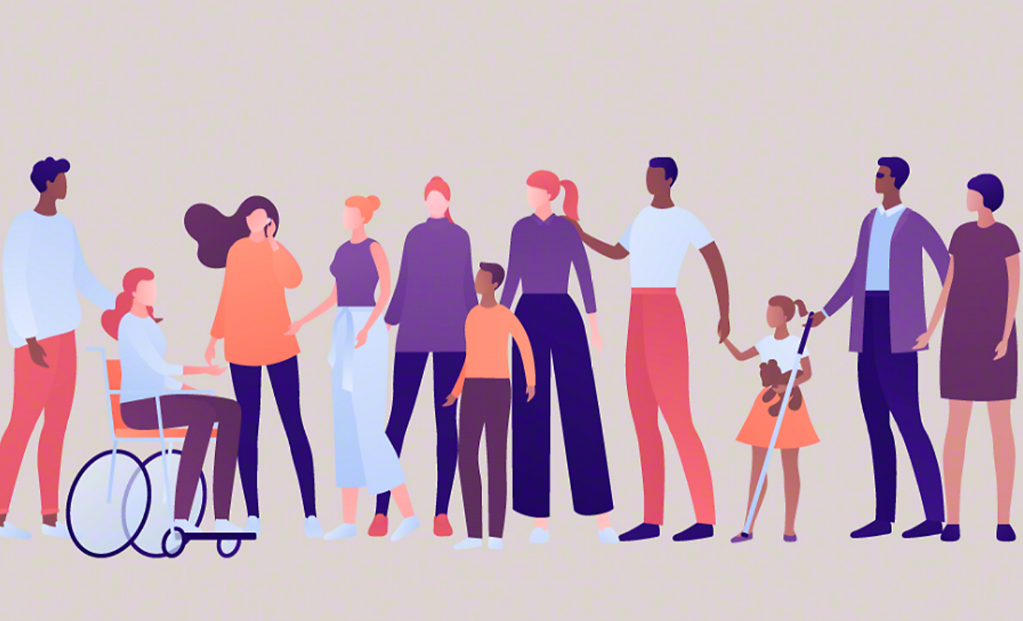 Illustration showing a diverse range of people