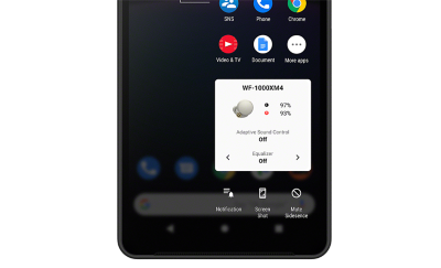 Ảnh cận cảnh màn hình Xperia cho thấy Giao diện người dùng của Sony | Headphones Connect