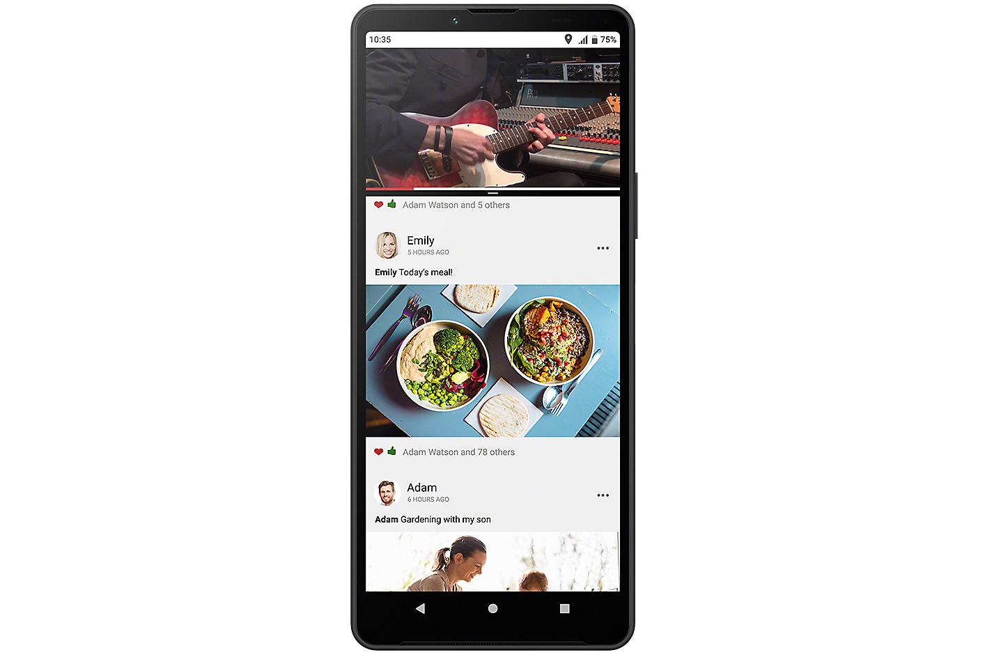 Xperia-telefon som viser grensesnitt med popup-vindu