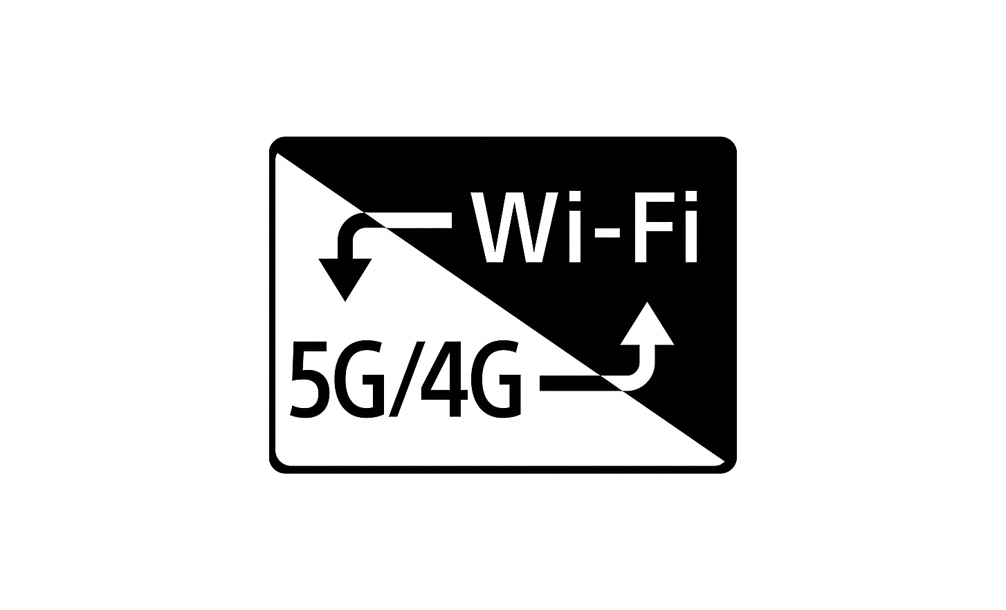 Logo inteligentného prepínania sietí s funkciou 5G/4G a Wi-Fi