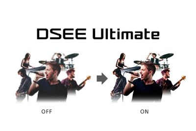 Comparación de la tecnología de mejora de audio DSEE Ultimate que muestra una calidad de sonido mejorada cuando está habilitada