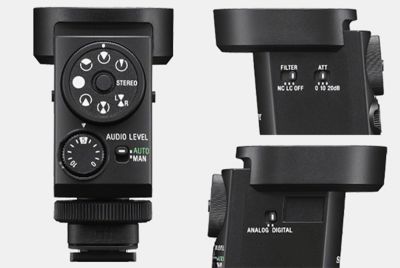 Imagen del producto en la que se muestra la vista lateral posterior, izquierda y derecha del micrófono