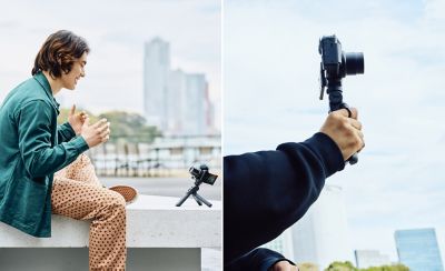 Images of two models using the GP-VPT2BT in grip style and in tripod style