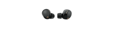 A pair of black Sony WF-1000XM5 Truly Wireless earbuds 
