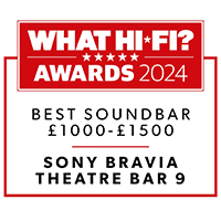 Premio What Hi-Fi? Insignia Awards 2024 a la mejor barra de sonido para BRAVIA Theatre Bar 9.