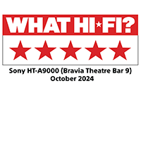 Insignia de 5 estrellas de What Hi-Fi? para BRAVIA Theatre Bar 9 con fecha de octubre del 2024.