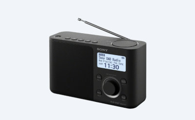 Front view of black Sony DAB radio