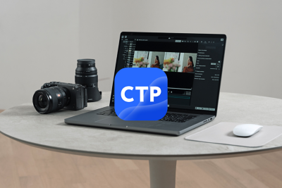 Illustration showing footage being transferred from the camera to computer software