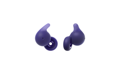 Slide show of the violet LinkBuds Open earbuds shown at different angles