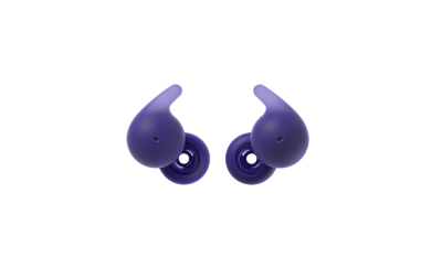 slide show of the violet LinkBuds Open earbuds shown at different angles