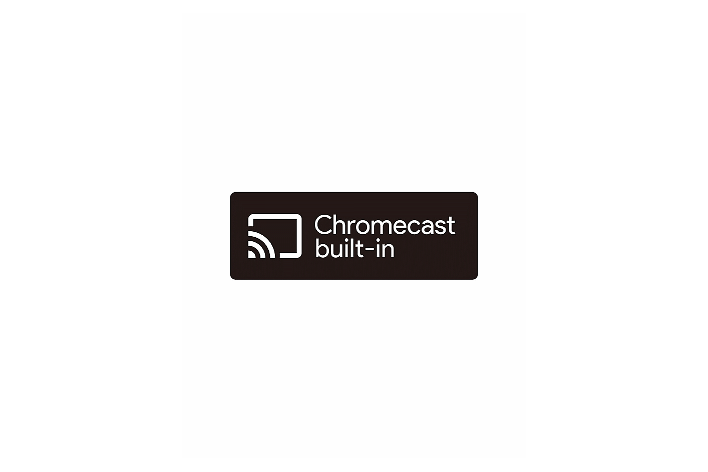 Image of a Chromecast built-in logo on a black background