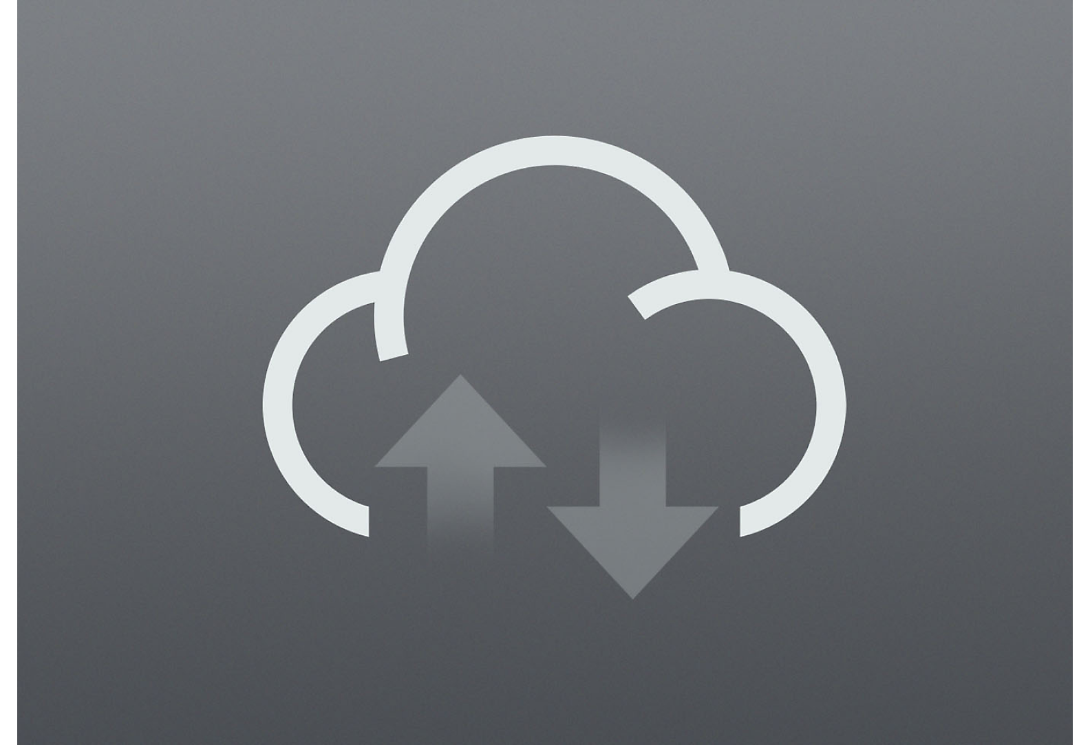 Grey icon of upload/download from the cloud