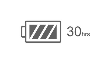 The battery icon with the text 30hrs.