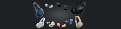 Image showing various Sony Headphones on a blackground