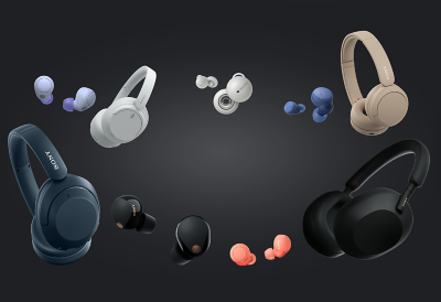 Image showing various Sony Headphones on a blackground