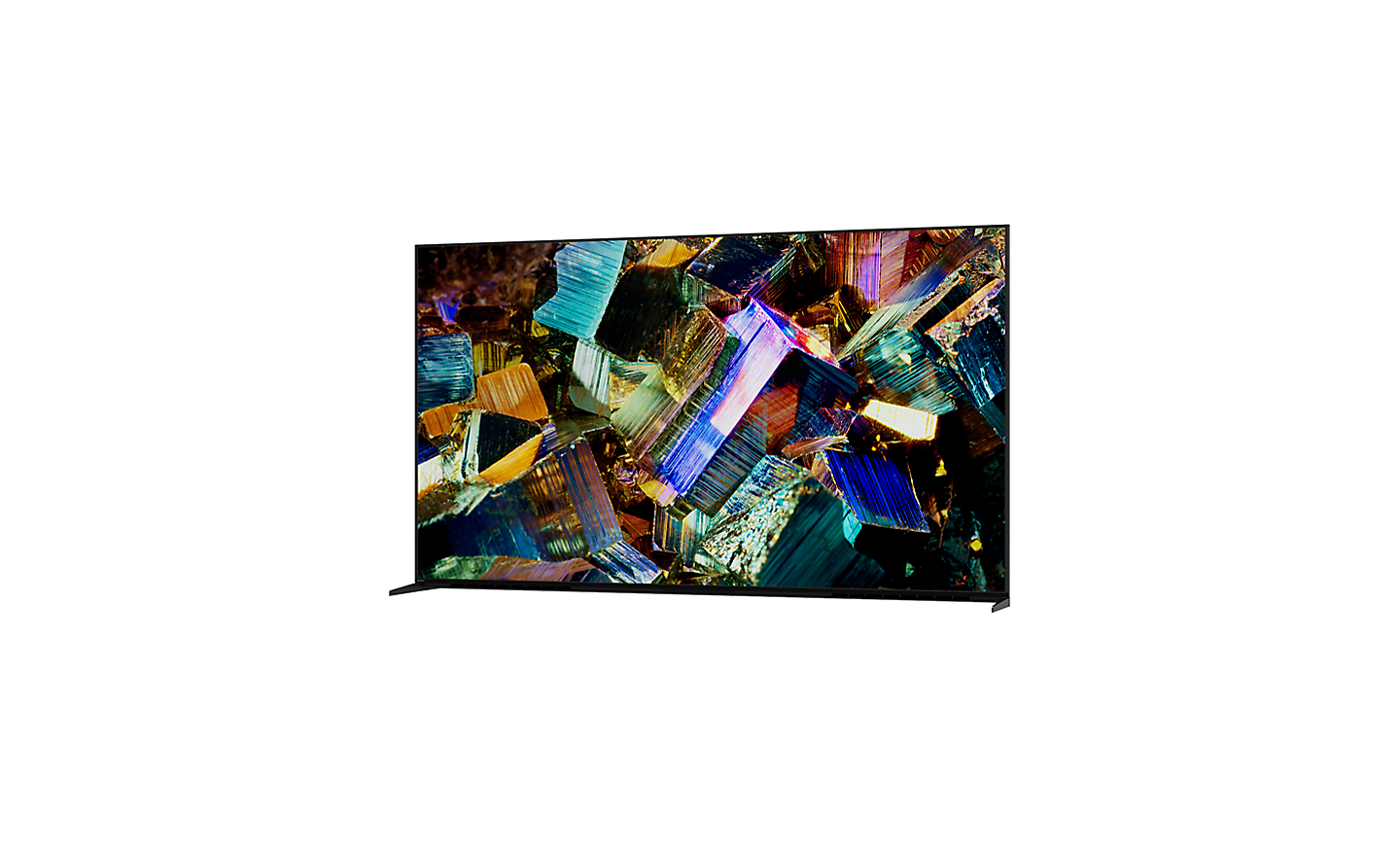 Klizni prikazivač od 360 stepeni za Z9K Series na kom se vidi TV u prikazu od 360° i snimak ekrana sa raznobojnim kristalima
