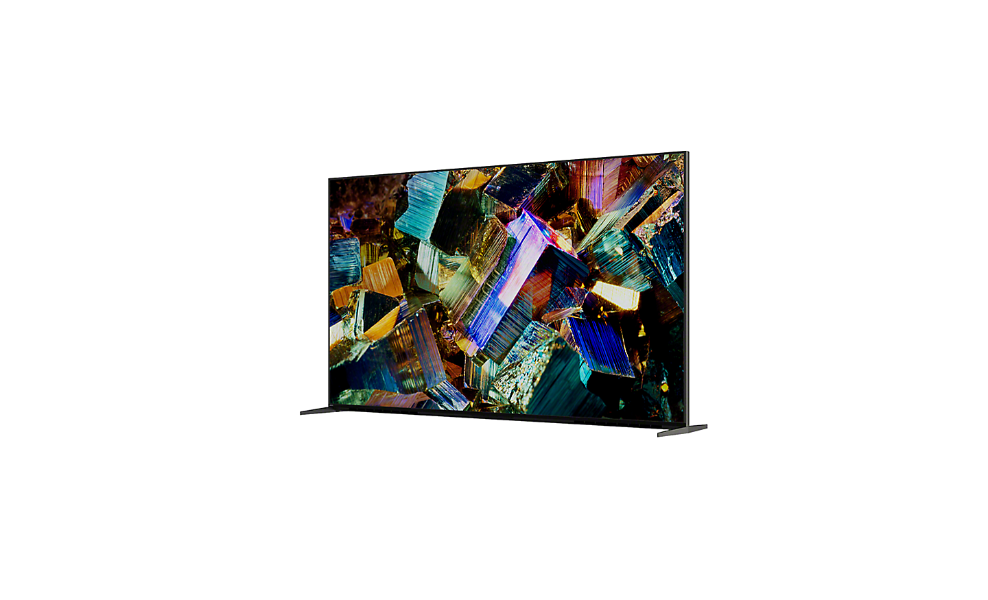 Visionneuse à 360° coulissante montrant une vue à 360° du téléviseur Z9K et affichant une capture d’écran de cristaux colorés