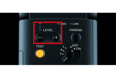 Close-up image of the product’s back with light output level buttons