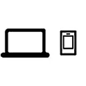 Laptop and mobile device icon for connection