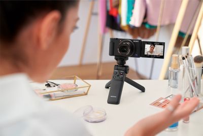 Taking a selfie with a tripod.