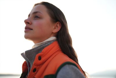 Close-up shot of a woman's face