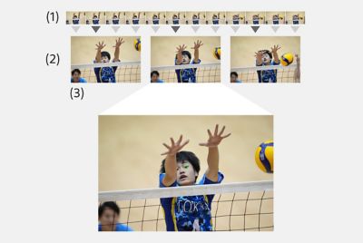 Blocking volleyball player detected by autofocus