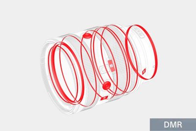 Illustration of locations of dust and moisture resistant seals on lens body