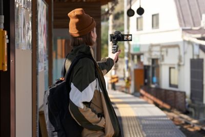 Taking a selfie on the station platform.