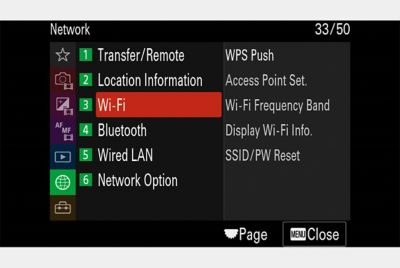 Slika zaslonskega menija s konfiguracijami omrežja