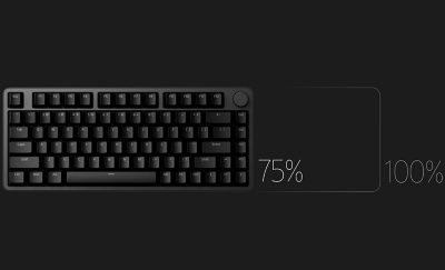 Configuración de INZONE KBD-H75 y mouse en un escritorio debajo de un monitor.