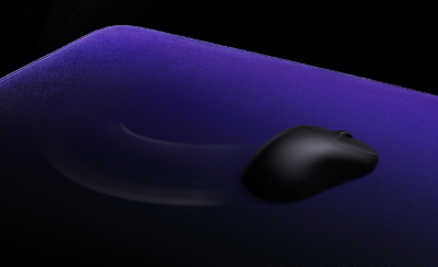 Mouse gliding over a mouse pad.