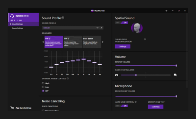 Los controles del ecualizador y del micrófono están disponibles en la interfaz del software INZONE Hub.