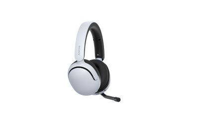 Various images of the white INZONE H5 headphones shot at different angles