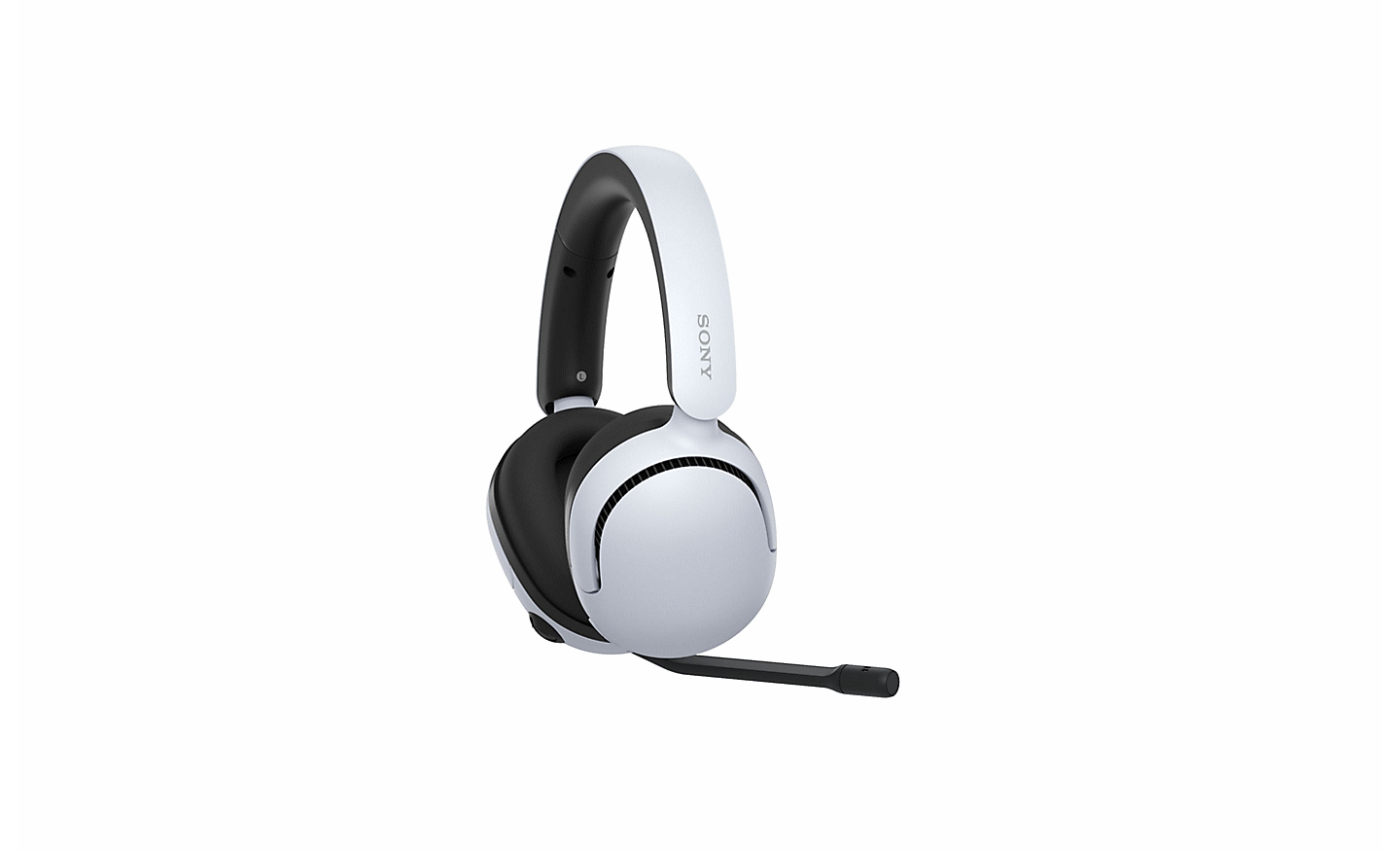Various images of the white INZONE H5 headphones shot at different angles