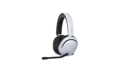 Various images of the white INZONE H5 headphones shot at different angles