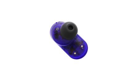 360 view of black and purple in ear buds on a white background