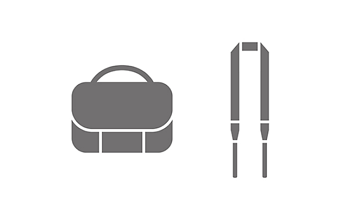 Сиви икони за ремен и торбичка за фотоапарат