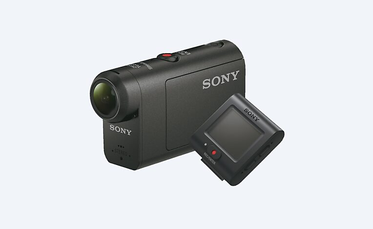 Vista angular de una Action Cam Sony HDR-AS50R en negro