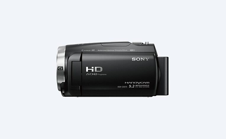 Angled view of Sony HDR-CX625 camcorder