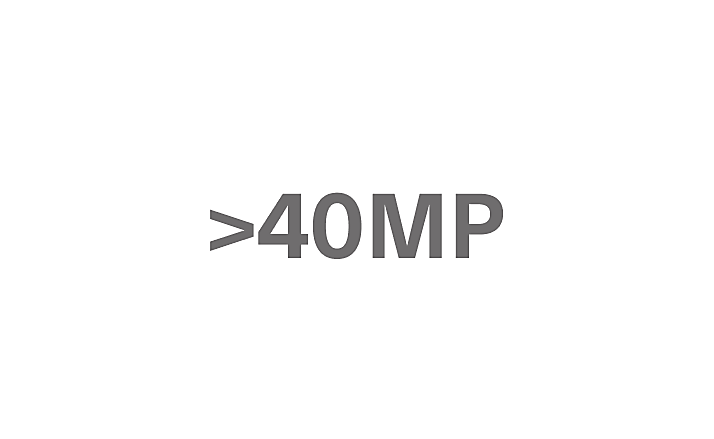 Текст „>40MP“ напишан во сива боја