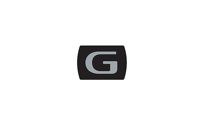 Černé logo objektivu řady G