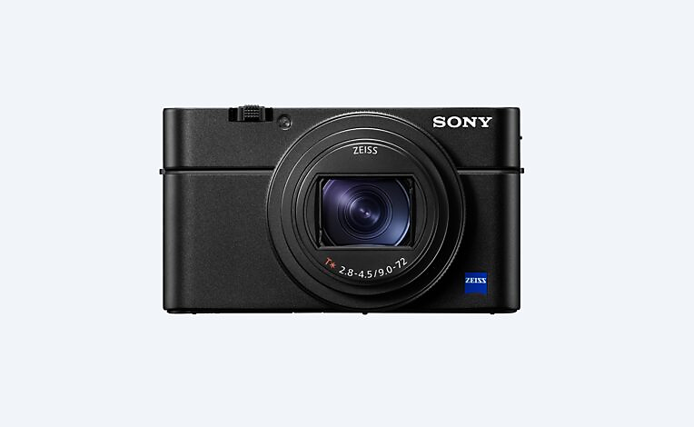Vista frontal da câmara compacta Sony DSC-RX100M7G