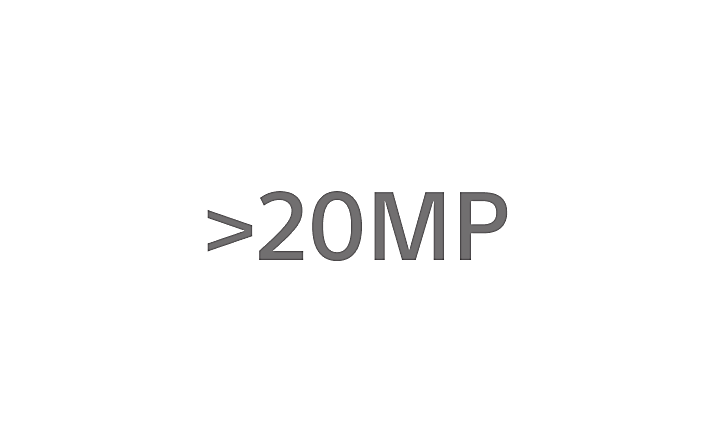 Izraz ">20MP" u sivoj boji na bijeloj pozadini.