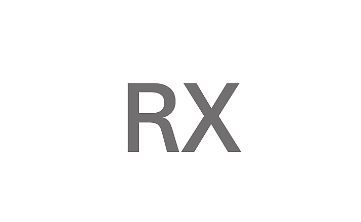 Die Buchstaben „RX“ in grau